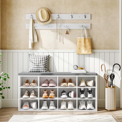 HOOBRO Shoe Storage Bench with Cushion, 39.4" L Entryway Bench - Image 3