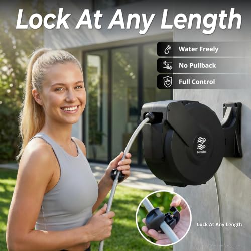 Retractable Garden Hose Reel - 5/8 in x 100 ft Automatic Wall - Image 3