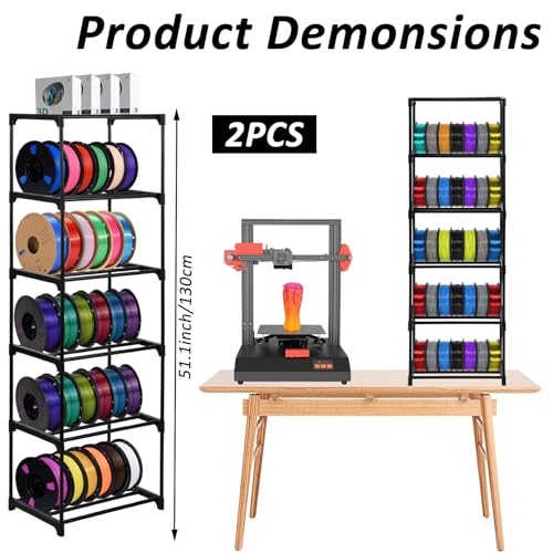 2 Pack 3D Printer Filament Storage Rack, 6-Tier | Home Organization - Image 3