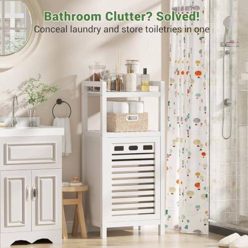 Homykic Bamboo Tilt Out Laundry Hamper Cabinet - Image 3