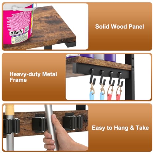 Housolution Wall Mount Broom Holder Hanger Laundry Room - Image 4