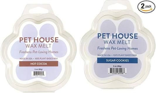 One Fur All Pet House Scented Wax Melts, Natural, Plant Based Soy Wax Melts for Pet Odor, Long Lasting Fragrance for Fresh Smelling Homes, Sugar Cookies, Pack of 2