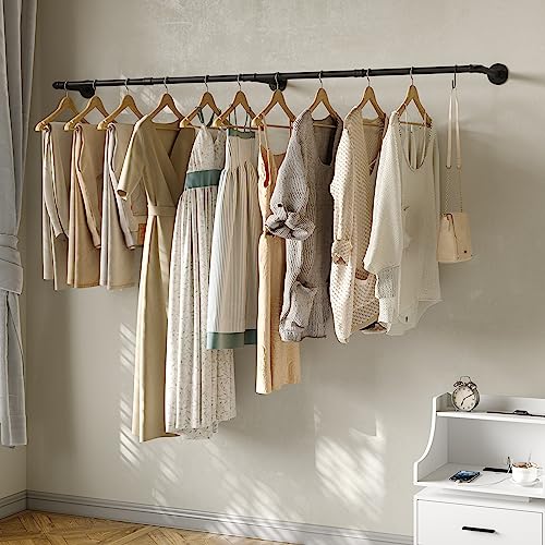 Industrial Pipe Clothes Rack with 3 Hooks, 72’'L Wall - Image 3