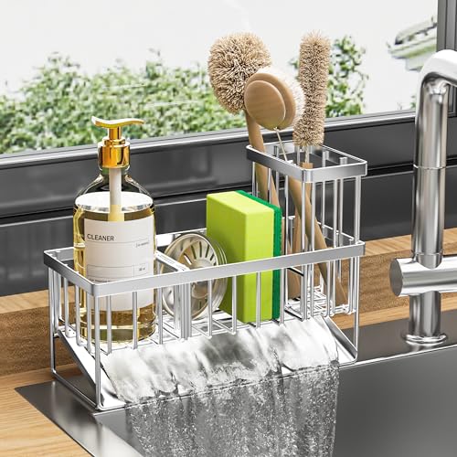 Cisily Sink Caddy Sponge Holder for Kitchen, 304 Stainless Steel - Image 2