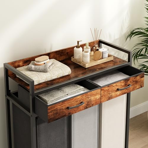 Herture Laundry Sorter 3 Section Laundry Hamper with Shelf - Image 5