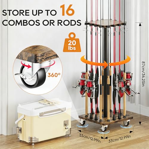 Fishing Rod Holders for Garage 360° Rotating Fishing Pole - Image 3