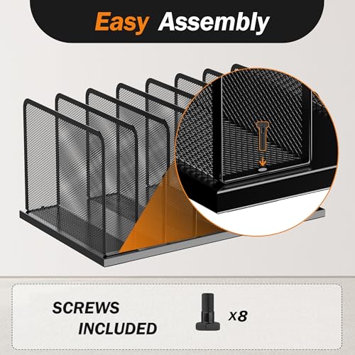 Kuntine.B 7-Section Upright Desk File Organizer Black 1 Pack - Image 4