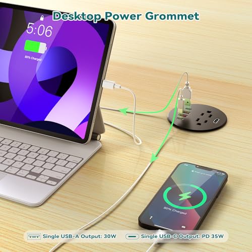 QBA Desk Power Grommet with HDMI, 35W USB-C Fast Charging - Image 4