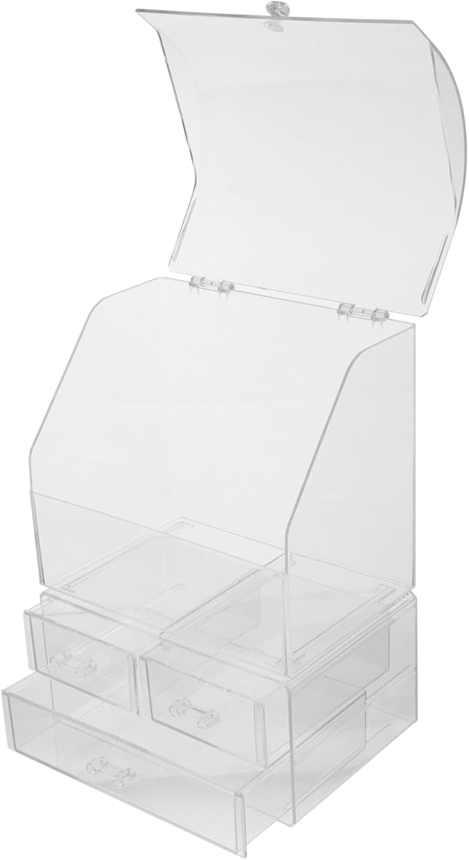 VICASKY Sleek Acrylic Cosmetic Storage Box Lid Desktop Organizer for Makeup Stationery for Valentine Day Birthday