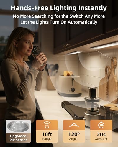 EZVALO 134 LED Under Cabinet Lights, 4000mAh Rechargeable Motion - Image 4