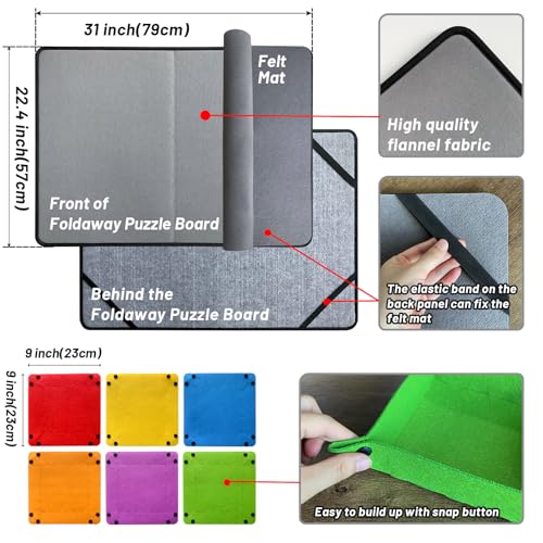 Folding Puzzle Board with 6 Sorting Trays and Felt | Home Organization - Image 4