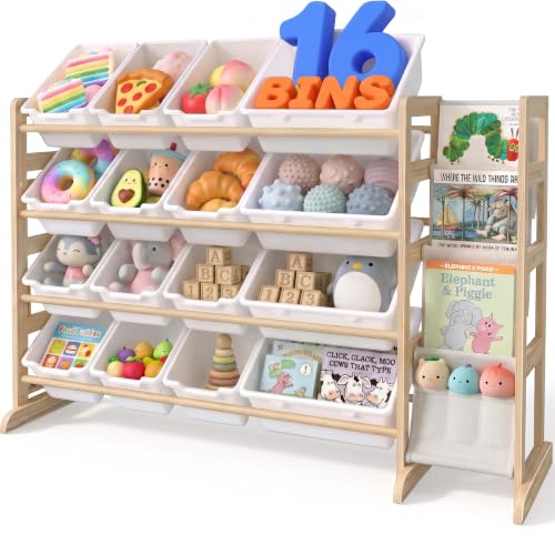 NUTIKAS Toy Storage Organizer with Bookshelf - Wooden 16 - Image 2