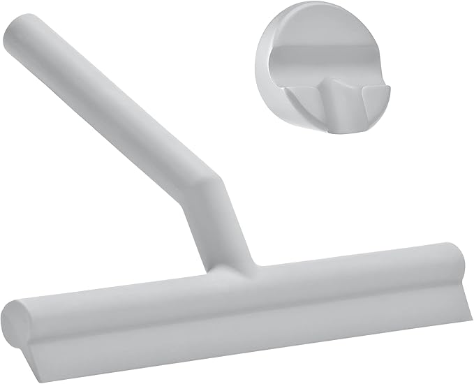 Zone Denmark Effortless Elegance Glass Wiper with Magnetic Holder for Stylish and Convenient Bathroom Maintenance Soft Grey, 6.7"x 8.3"inches