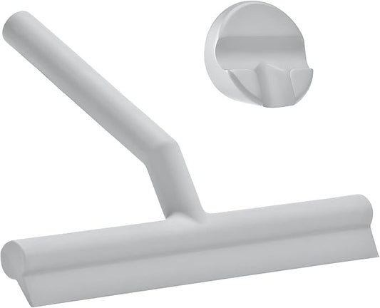 Zone Denmark Effortless Elegance Glass Wiper with Magnetic Holder for Stylish and Convenient Bathroom Maintenance Soft Grey, 6.7"x 8.3"inches