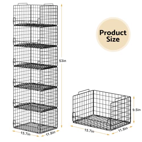 6-Tier Stackable Closet Organizers and Storage Basket - Foldable - Image 6