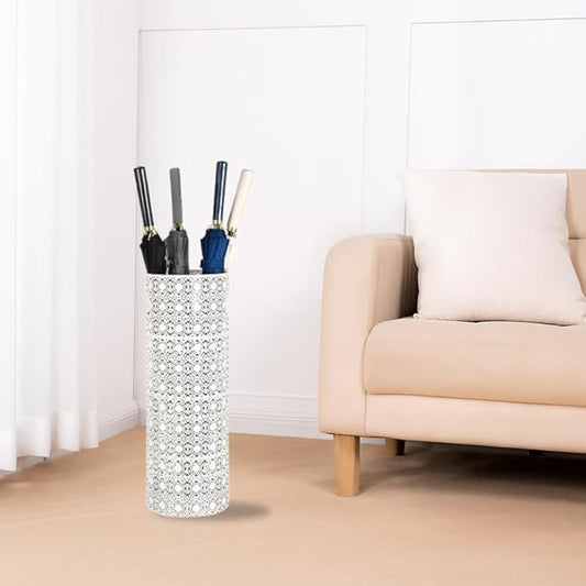 Concepts 21 inch Heavy Duty Metal Umbrella Stand - Durable Storage Holder for Umbrellas - Indoor and Outdoor Use - Stylish and Modern Organizer for Entryways. (White Lace)