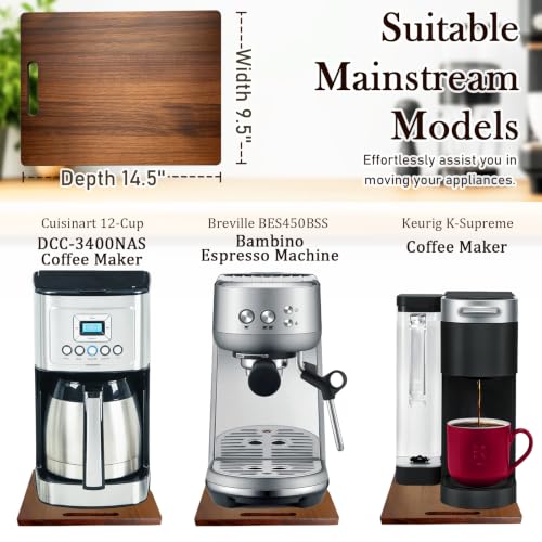 Appliance Slider Acacia Wood Sliding Tray for Coffee Maker & - Image 6