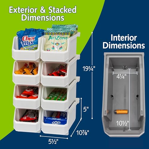 ReadySpace Medium Stackable Plastic Storage Bins, 8-Pack, White - Image 4