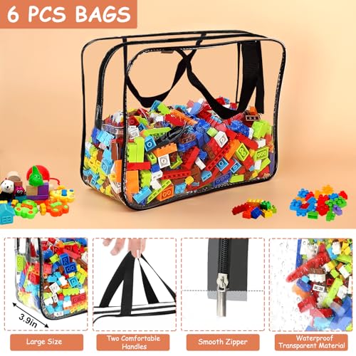 6 Packs Large Toy Storage Bags with Labels Reusable Clear - Image 5