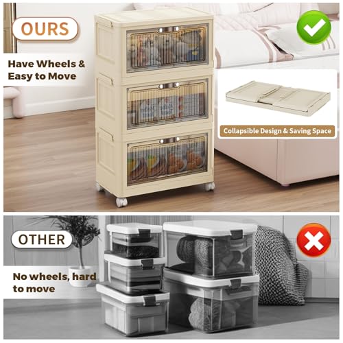 3 Tier Stackable Storage Bins with Lids, Storage Cabinet - Image 4