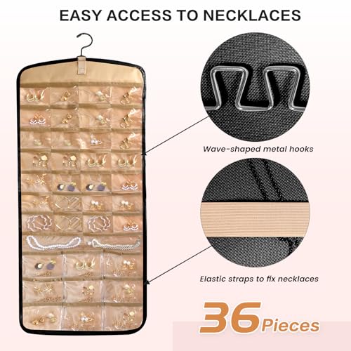 Hanging Jewelry Organizer Doubled-sided with Pockets & - Image 3