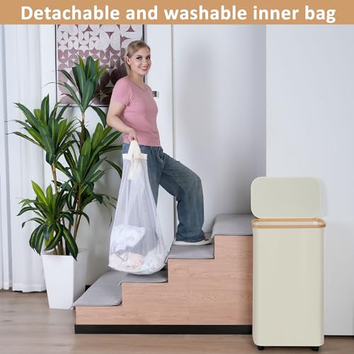 IEGrow Laundry Hamper with Wheels, 75L Laundry Basket with Bag - Image 7