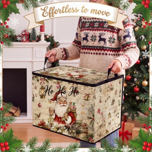 3 Pack Vintage Christmas Storage Bins with Lid Basket for Gifts - Image 5