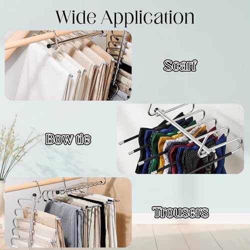 Pants Hangers Space Saving - 4 Pack 5-Tier Stainless Steel - Image 7
