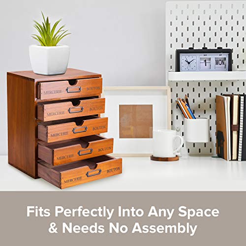 Vintage 5-Drawer Wooden Desk Organizer - Craft Storage - Image 7