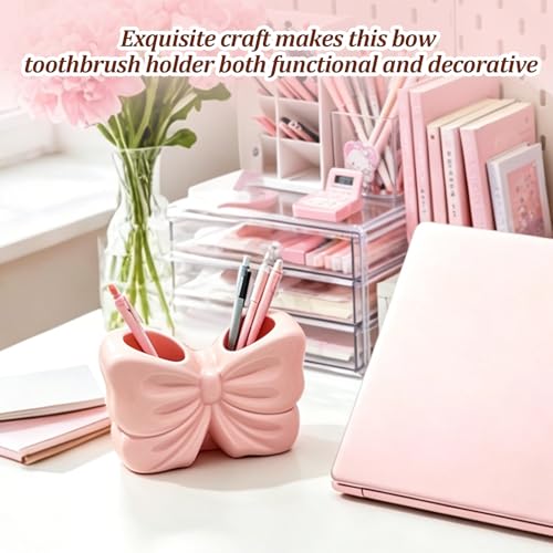 Bow Toothbrush Holder, Cute Ceramic Toothbrush Holder Set - Image 7