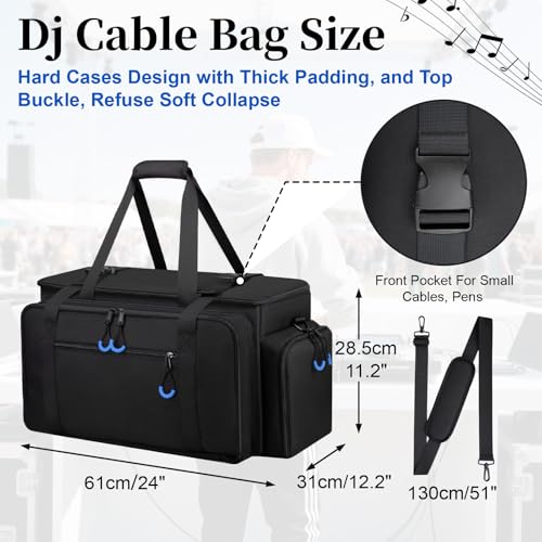 Large Dj Cable Bag with Detachable Dividers, Bottom Pad - Image 7