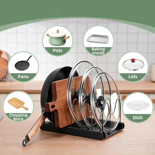 Pot Lids Organizer Rack,7 Adjustable Compartmentsfor Cabinet - Image 4