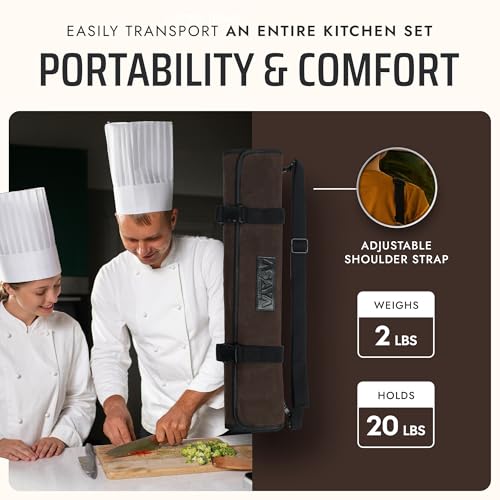 Asaya Waxed Canvas Chef Knife Roll Bag with 10 Slots - Image 6
