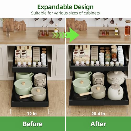 PAKETA 2 Pack Expandable Pull Out Cabinet Organizer,21" Deep - Image 5