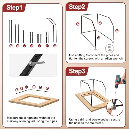 Lift Attic Ladder Safety Railing, Upgraded Adjustable Loft - Image 7