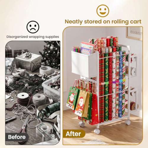 Lewondr Wrapping Paper Organizer Storage, Rolling Gift - Image 5
