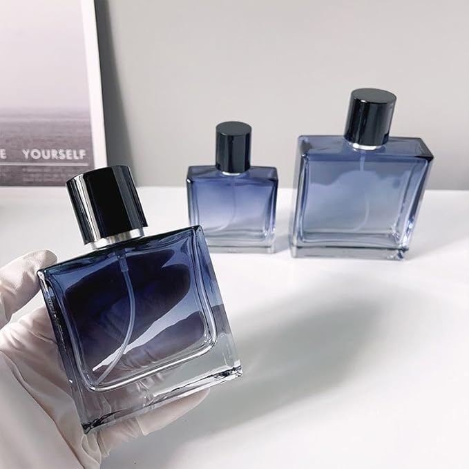 Glass Perfume Bottle Empty Refillable 8Pack Clear Travel Perfume Spray Atomizer Bottle 30ml Perfume Fine Mist Spray Perfume Bottle Atomizer Container with Sprayer Applicator (Gradient Blue 30ml 8PCS)