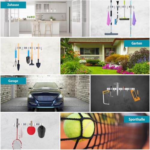 Broom Holder Wall Mount, 5 Racks 4 Hooks Heavy Duty Mop Organizer - Image 8