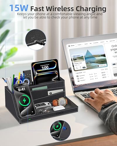 Wireless Charger with Desk Organizer, Fast Charging Station - Image 3