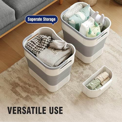 TECHMILLY Collapsible Plastic Laundry Basket Hamper - Image 3