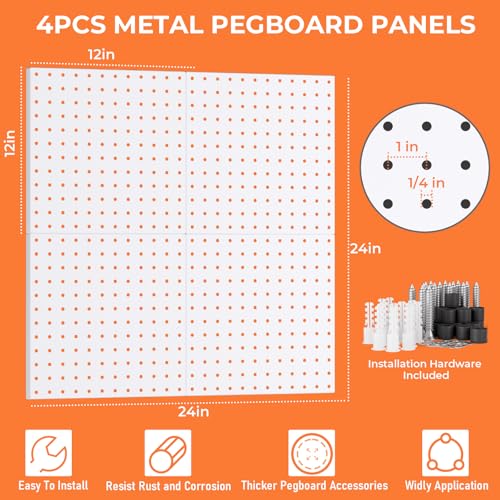 INCLY 70PCS Metal Peg Board Kit with 1/4" Pegboard Accessories - Image 3
