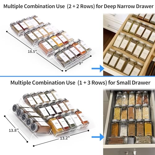 MIUKAA Spice Drawer Organizer, 8 Pcs Clear Seasoning Rack(jar not - Image 4