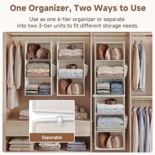 StorageWorks Hanging Closet Organizer, 6-Shelf with 2-in-1 Design - Image 5