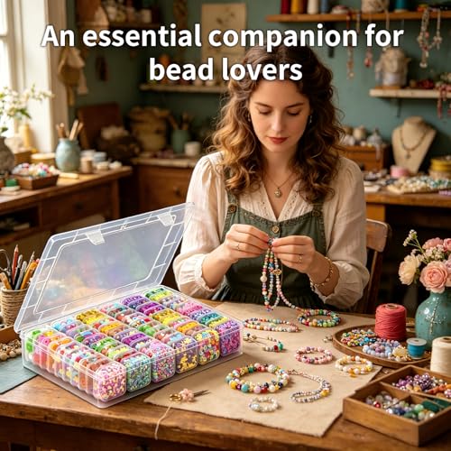 Bead Organizer Box, 61pcs Clear Plastic Storage Containers Set - Image 3
