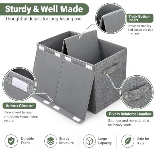 Large Toy Box Storage with Lid, Collapsible Sturdy Toy Chest - Image 4