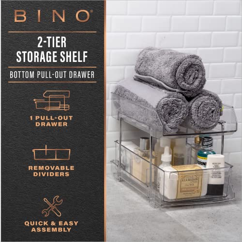 BINO 2 Tier Clear Storage Organizer with Dividers | Bottom Slide - Image 4