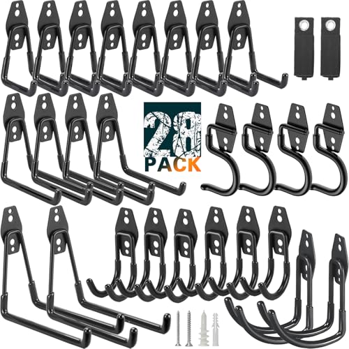 28 Pack Heavy Duty Garage Hooks, Utility Wall Mounted | Garage Storage - Image 2