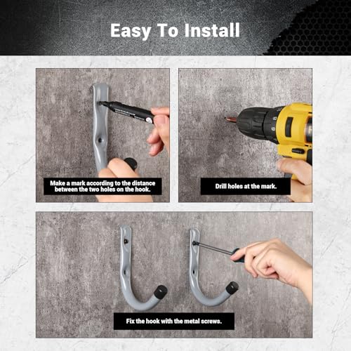 Garage Hooks, 4 Inch Heavy Duty Steel J Hooks for Wall - Image 7