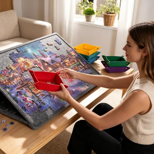 Lavievert 1000 Piece Tilting Puzzle Board with 6 Sorting Trays - Image 3