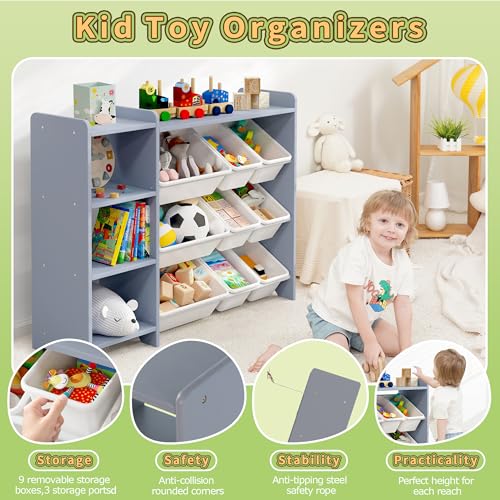 MallBest Kids Toy Storage Organizer with Bins, Solid Pine Wood - Image 7